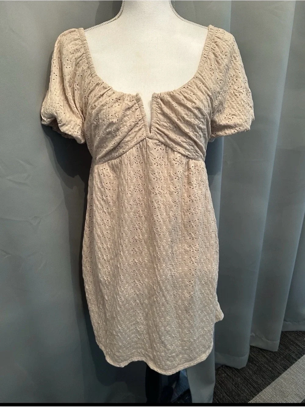 URBAN Romantics Beige Eyelet Knit Top